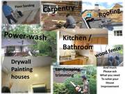  DRYWAL PAINT CARPENTRY BATH/KIT MASONRY TILE SHED FENCE DECK ROOF mor